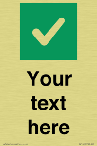 Custom plain background, green square with tick sign